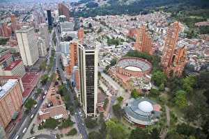 Colombia, Bogota, View of the Centro internacional, Plaza de Toros de Santa Maria Colombia, Bogota, View of the Centro internacional, Plaza de Toros de Santa Maria