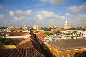 Colombia, Bolivar, Cartagena De Indias, Old walled town rooftops Colombia, Bolivar, Cartagena De Indias, Old walled town rooftops