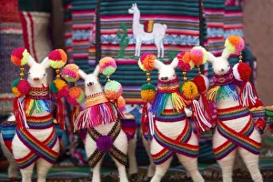 Colorful llama souvenirs on sale in a streed stand, Humahuaca, Jujuy, Argentina Colorful llama souvenirs on sale in a streed stand, Humahuaca, Jujuy, Argentina