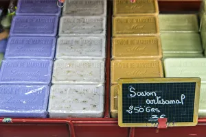 Colorful Marseille soap bars on sale at the market in Saint-Remy-de-Provence, Provence Colorful Marseille soap bars on sale at the market in Saint-Remy-de-Provence, Provence