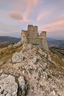 the colors of the summer sunset over Rocca Calascio Castle the colors of the summer sunset over Rocca Calascio Castle