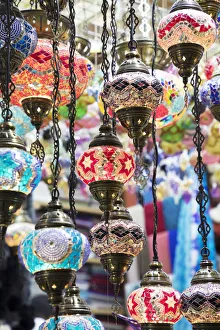Colourful lamps in Mutrah souk, Muscat, Oman Colourful lamps in Mutrah souk, Muscat, Oman