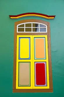 Colourful shutters of villa in Little India, Singapore Colourful shutters of villa in Little India, Singapore