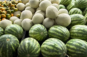 Costa Rica, Cartago, Mercado Muncipal de Cartago, Fruit and Vegetable Market, Watermelons Costa Rica, Cartago, Mercado Muncipal de Cartago, Fruit and Vegetable Market, Watermelons