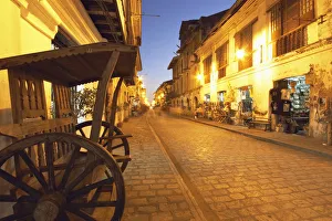 Crisologo Street at dusk, Vigan, Luzon, Philippines Crisologo Street at dusk, Vigan, Luzon, Philippines