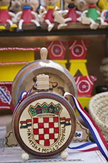 Croatia, Zagreb, Dolac Market, Wooden Wine Flask Croatia, Zagreb, Dolac Market, Wooden Wine Flask