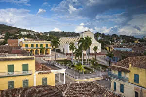 Cuba, Trinidad, View of Plaza Mayor looking towards Museum Romantico and Iglesia Cuba, Trinidad, View of Plaza Mayor looking towards Museum Romantico and Iglesia