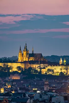 Czech Republic, Prague, Vinohrady. View of Stare Mesto, Prague old town, and Prague Czech Republic, Prague, Vinohrady. View of Stare Mesto, Prague old town, and Prague