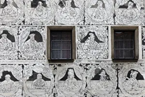 Czech Republic, South Moravia, Slavonice, Sgraffito buildings Czech Republic, South Moravia, Slavonice, Sgraffito buildings