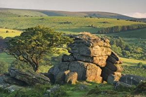 Dartmoor moorland and countryside in summer time, Saddle Tor, Dartmoor, Devon, England Dartmoor moorland and countryside in summer time, Saddle Tor, Dartmoor, Devon, England