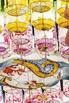 Decorative coloured lanterns inside Joyesa Temple, Jongno-gu district, Seoul, South Korea Decorative coloured lanterns inside Joyesa Temple, Jongno-gu district, Seoul, South Korea