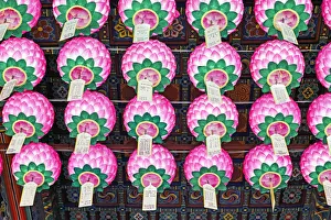North East Asia Gallery: Decorative lanterns hanging inside Bongeunsa Temple in the Gangnam District of Seoul
