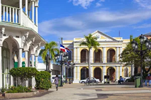 Dominican Republic, Puerto Plata, Victorian gingerbread buildings surrounding Central Dominican Republic, Puerto Plata, Victorian gingerbread buildings surrounding Central