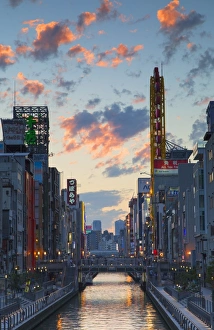 Dotombori at sunset, Osaka, Kansai, Japan Dotombori at sunset, Osaka, Kansai, Japan