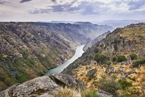 The Douro river cliffs that make the border with Spain. Spain in on the left side The Douro river cliffs that make the border with Spain. Spain in on the left side