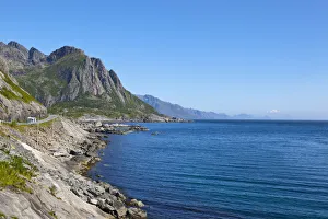 Dramatic coastal road, Moskenesoy, Lofoten Islands, Nordland, Norway Dramatic coastal road, Moskenesoy, Lofoten Islands, Nordland, Norway