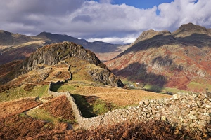 Drystone wall on Lingmoor Fell looking towards Side Pike and the Langdale Valley Drystone wall on Lingmoor Fell looking towards Side Pike and the Langdale Valley