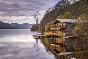 Prints of Duke of Portland boathouse on Ullswater in the Lake District National Park, Cumbria, England Lake Prints: Duke of Portland Boathouse Print, Ullswater Lake District