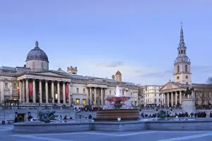 The Edwin Lutyens fountain, National Gallery and St The Edwin Lutyens fountain, National Gallery and St