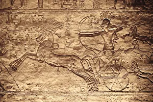 Lake Nasser Gallery: Egypt, Abu Simbel, Statues and Temple of Ramses II, main chamber, reliefs