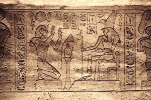 Lake Nasser Gallery: Egypt, Abu Simbel, Statues and Temple of Ramses II, main chamber, reliefs