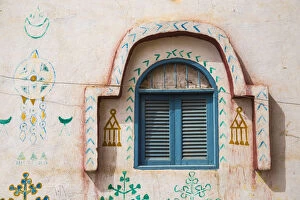 Aswan Collection: Egypt, Upper Egypt, Aswan, Blue window shutters on house in Nubian village on Elephantine