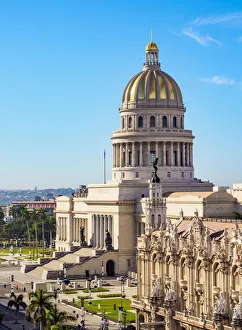 El Capitolio and Gran Teatro Alicia Alonso, elevated view, Havana, La Habana Province El Capitolio and Gran Teatro Alicia Alonso, elevated view, Havana, La Habana Province