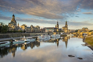Elbe River, and city skyline, Dresden, Saxony, Germany Elbe River, and city skyline, Dresden, Saxony, Germany