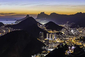 Elevated view over the city at sunset from Sugarloaf (Pao de Acucar) in Rio de Janeiro Elevated view over the city at sunset from Sugarloaf (Pao de Acucar) in Rio de Janeiro