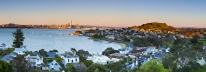 Suburbia Gallery: Elevated View Over Devenport towards Central Business District illuminated at sunrise, Auckland