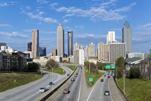 Elevated view over Freedom Parkway and the Downtown Atlanta skyline, Georgia, United Elevated view over Freedom Parkway and the Downtown Atlanta skyline, Georgia, United