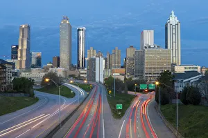 Elevated view over Freedom Parkway and the Downtown Atlanta skyline, Georgia, United Elevated view over Freedom Parkway and the Downtown Atlanta skyline, Georgia, United