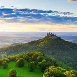 Elevated View Print of Hohenzollern Castle at Sunset