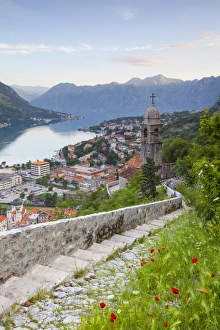 Elevated view over Kotors Stari Grad (Old Town) and The Bay of Kotor, Kotor, Montenegro Elevated view over Kotors Stari Grad (Old Town) and The Bay of Kotor, Kotor, Montenegro