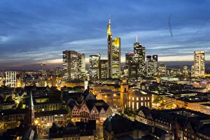 Elevated view over Romer Square and the financial district, Frankfurt am Main, Hesse Elevated view over Romer Square and the financial district, Frankfurt am Main, Hesse