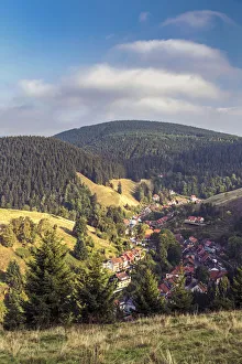 Elevated view over the village of Lerbach, Harz Mountains, Saxony-Anhalt, Germany Elevated view over the village of Lerbach, Harz Mountains, Saxony-Anhalt, Germany