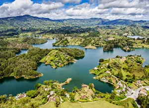 Embalse del Penol, elevated view from El Penon de Guatape, Rock of Guatape, Antioquia Embalse del Penol, elevated view from El Penon de Guatape, Rock of Guatape, Antioquia