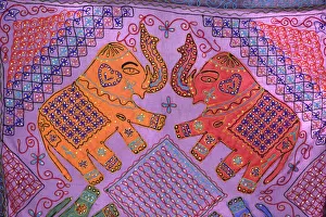 Embroidered textiles for sale in Jaipur, Rajasthan, India Embroidered textiles for sale in Jaipur, Rajasthan, India