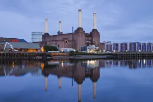 England, London, Battersea Power Station and River Thames England, London, Battersea Power Station and River Thames