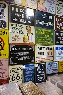 England, London, Camden, Camden Market, antique enamel signs England, London, Camden, Camden Market, antique enamel signs