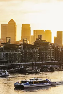 England, London, Sunrise over Canary Wharf and Docklands England, London, Sunrise over Canary Wharf and Docklands