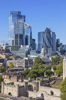 England, London, View of the City of London Skyline and The Tower of London from Tower England, London, View of the City of London Skyline and The Tower of London from Tower