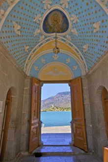 Entrance To Moni Taxiarchi Michail Panormitis Monastery, Panormitis Bay, Symi, Dodecanese Entrance To Moni Taxiarchi Michail Panormitis Monastery, Panormitis Bay, Symi, Dodecanese