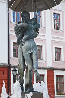 Estonia, Southeastern Estonia, Tartu, Raekoja Plats, Town Hall Square, Kissing Students Estonia, Southeastern Estonia, Tartu, Raekoja Plats, Town Hall Square, Kissing Students