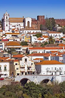 Europe, Portugal, Algarve, Silves, view of the town showing the castle, cathedral Europe, Portugal, Algarve, Silves, view of the town showing the castle, cathedral