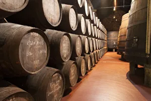 Europe, Portugal, Porto (Oporto), Port wine barrels in the warehouse of the Calem Europe, Portugal, Porto (Oporto), Port wine barrels in the warehouse of the Calem