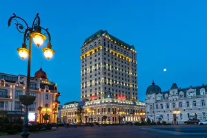Europe square at twilight in the center of the city of Batumi. Adjara region, Georgia Europe square at twilight in the center of the city of Batumi. Adjara region, Georgia