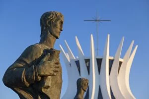 Images Dated 4th July 2014: Four Evangelists sculptures outside Metropolitan Cathedral, Brasilia, Federal District