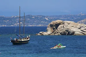 Excursion boat near Canniggione, Sardinia, Italy Excursion boat near Canniggione, Sardinia, Italy
