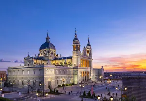 Exterior of Almudena Cathedral at Sunset, Madrid, Spain Exterior of Almudena Cathedral at Sunset, Madrid, Spain